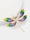 Xuhui brand premium copper plated with real gold and inlaid with zircon, high-quality multi-color baked paint dragonfly brooch Specification image